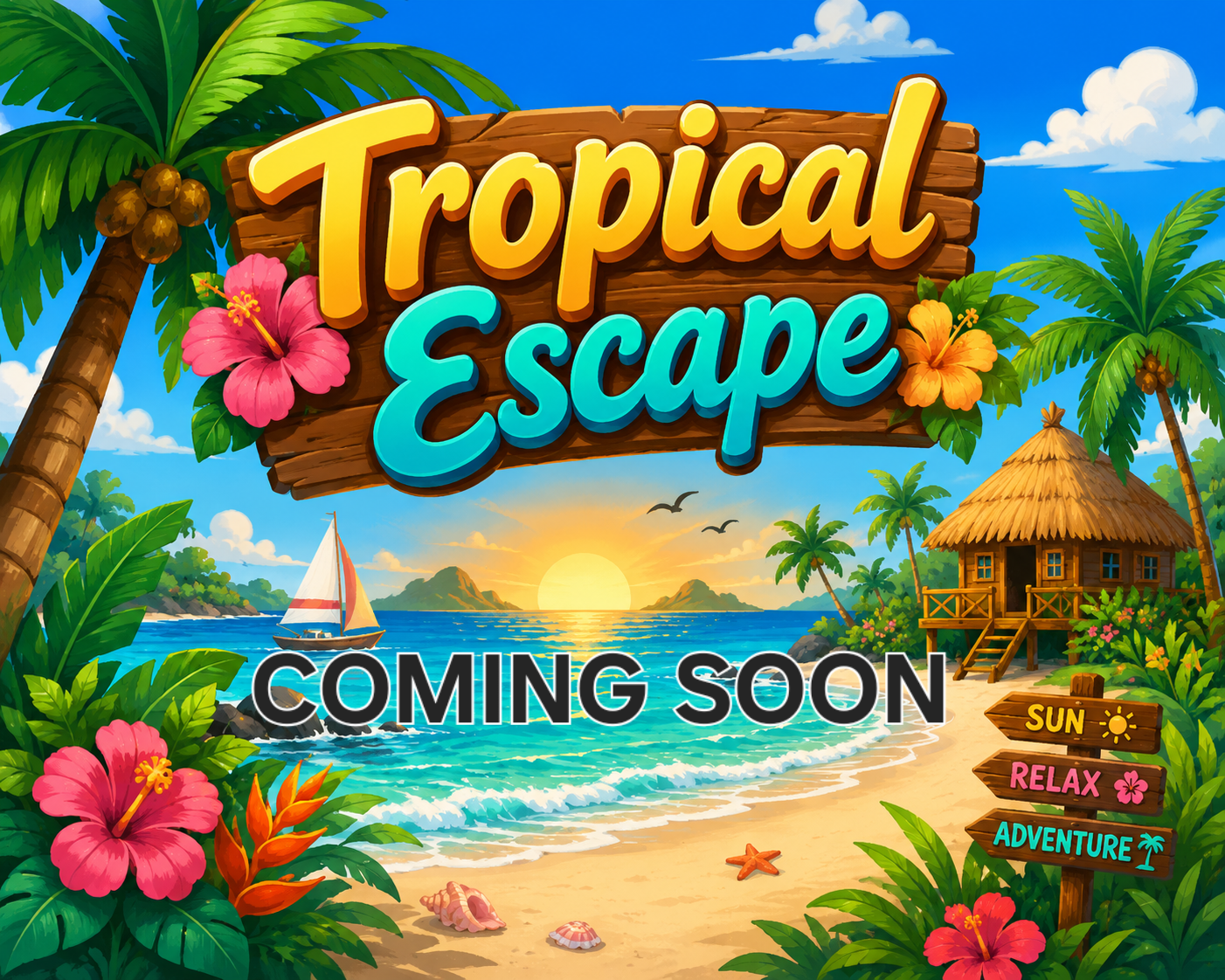 Tropical Escape X30 small hearts, including X1 medium heart