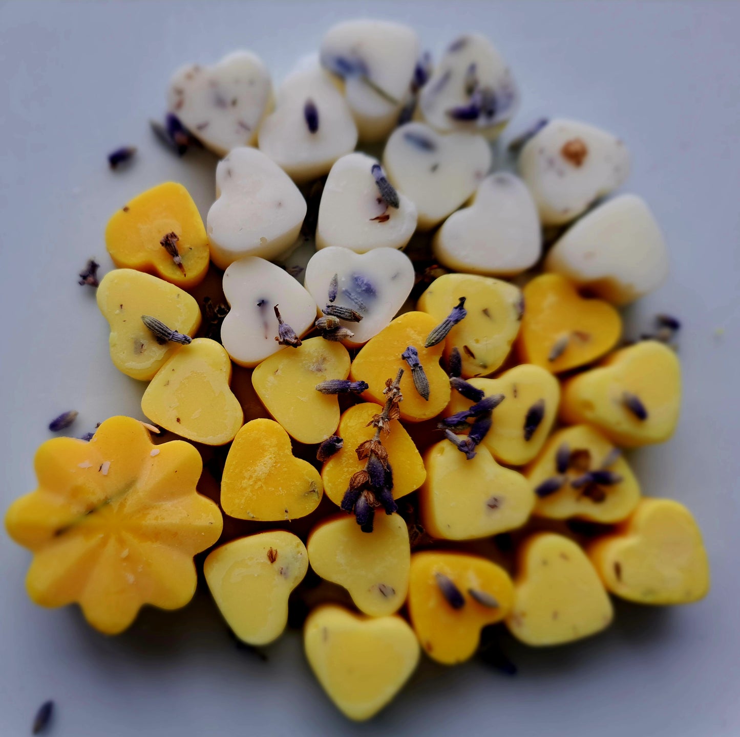 Botanical Lemon and Lavender X30 small hearts, including X1 medium flower 🌼