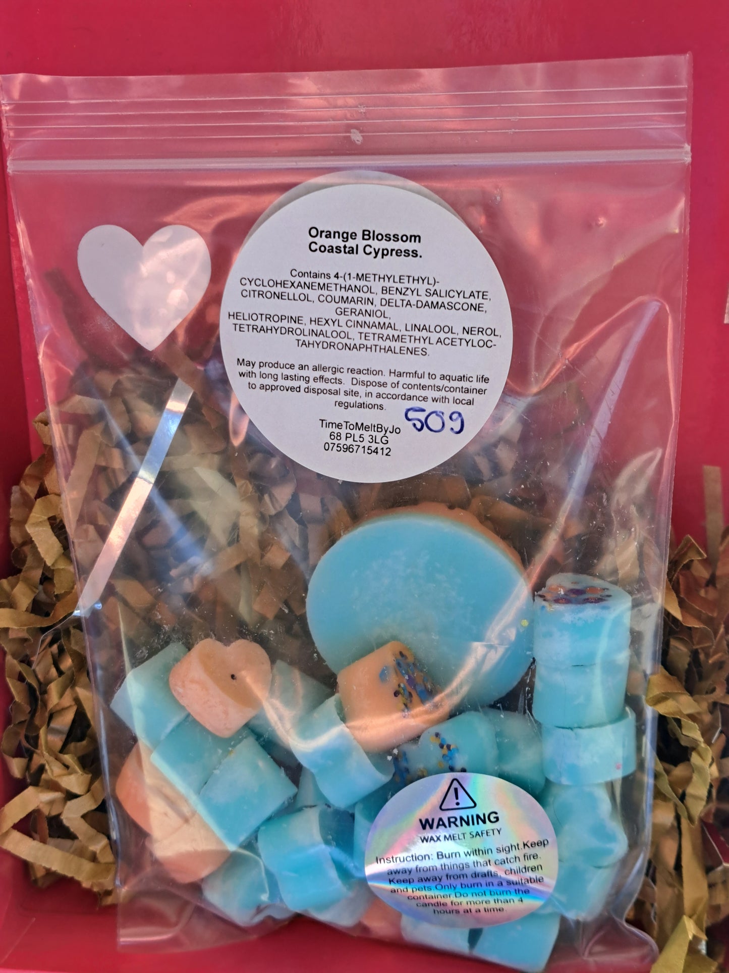 Orange Blossom Coastal Cypress(Mrs Hinch Vacay Vibes Inspired) X30 small hearts, including X1 bonus round waffle.